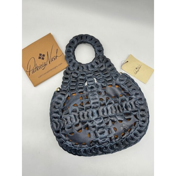 PATRICIA NASH Ticci leather flapover tote crossbody bag + Dust bag  BLUE DENIM - Picture 4 of 8